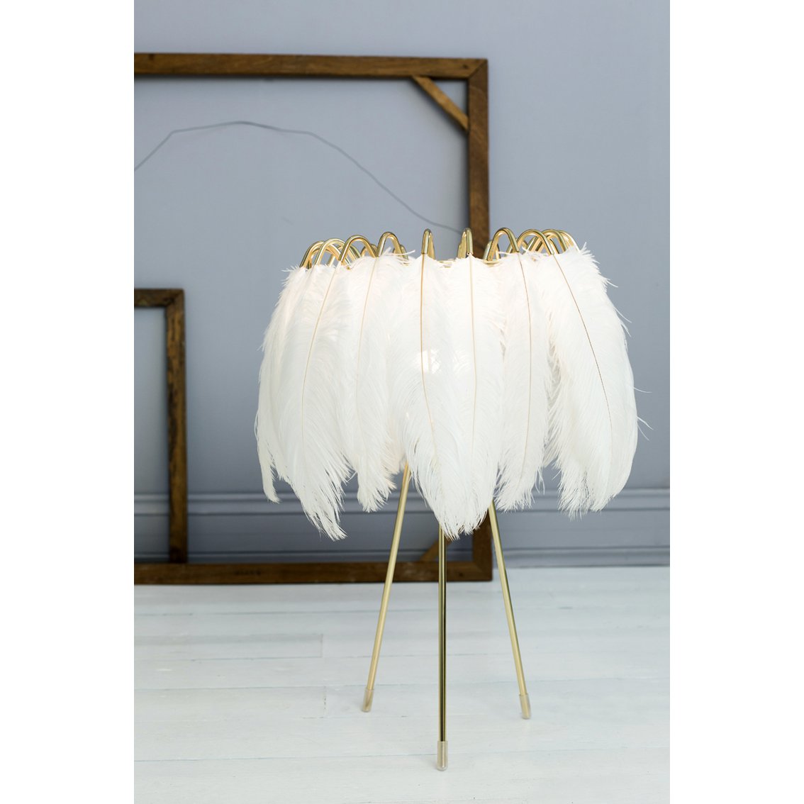 Feather“ - Tischleuchte Feather, weiß, Ø 45–50 cm