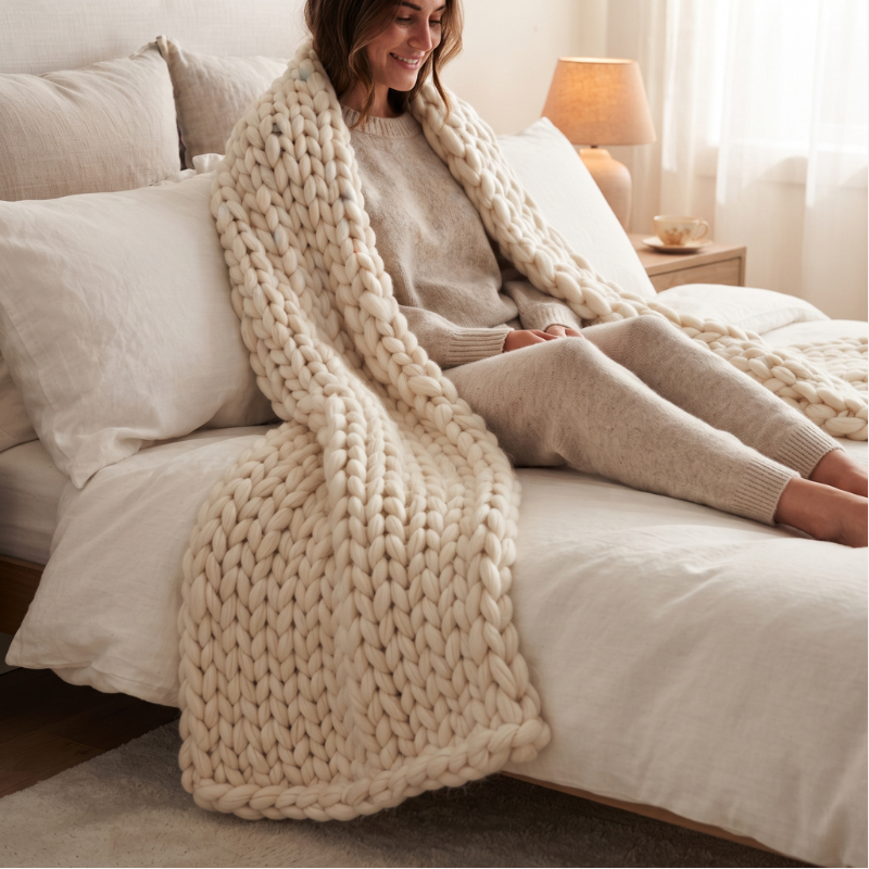 CozyLoop – Decken-Strickset mit Acrylgarn