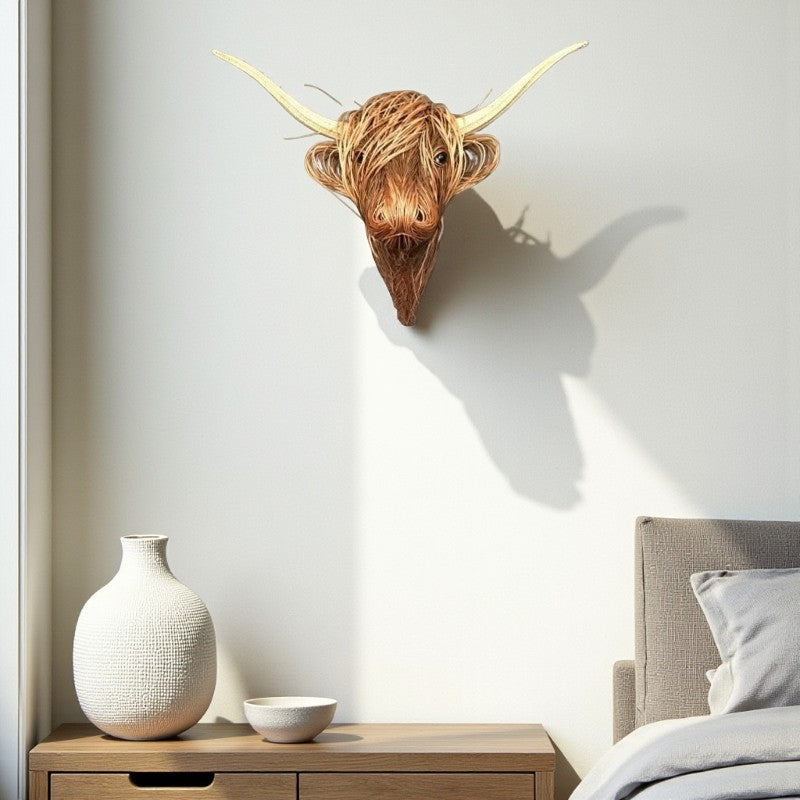 Handgefertigte Tier-Wanddekoration mit naturinspiriertem Stil