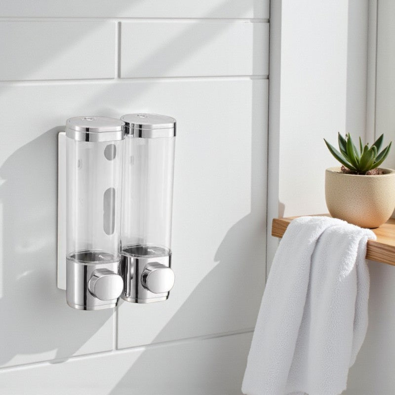 Wandmontierter Seifenspender für den Einsatz im Badezimmer mit nachfüllfreundlichem Design für organisierte Waschbeckenbereiche