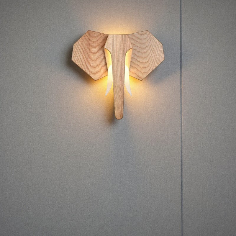 Nordische Wandleuchte aus Massivholz in Elefantenform LED Dekorative Beleuchtung