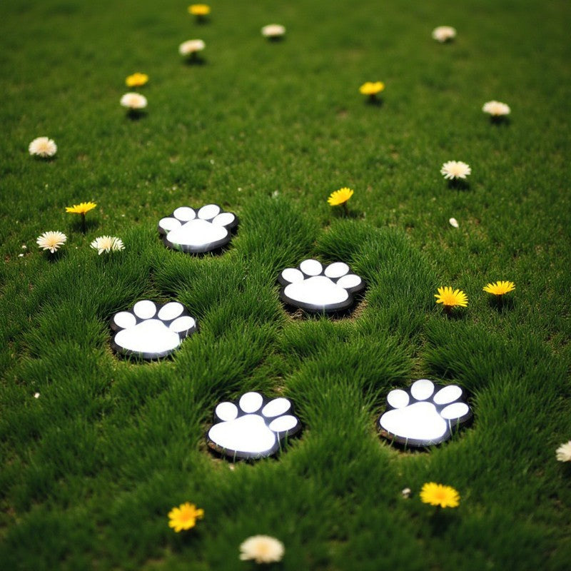 Solarbetriebene LED-Gartenlampe mit Hundepfote und Dekorbeleuchtung