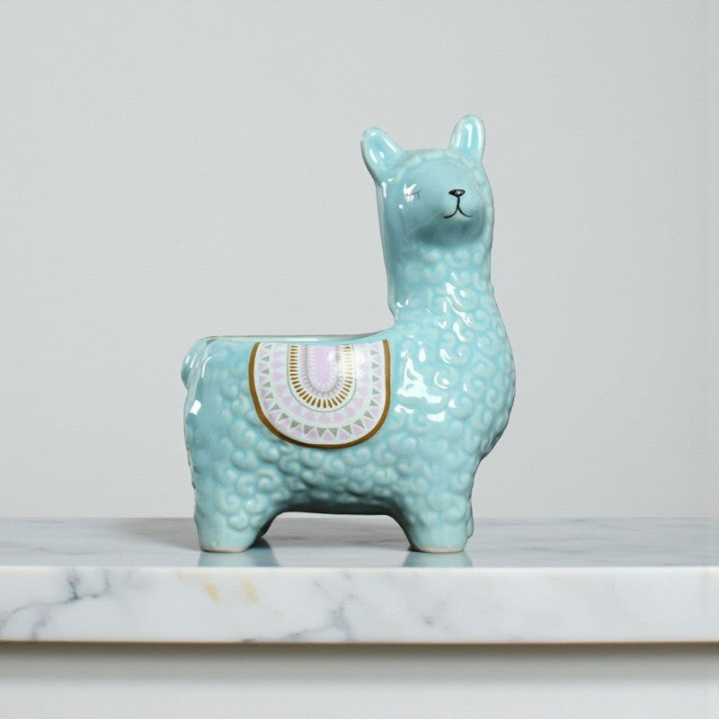 Niedlicher Blumenübertopf in Alpaka-Form für den Innenbereich Einzigartiger Schreibtisch-Planter für die Wohnkultur