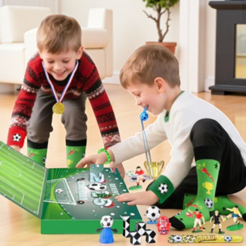 Fußball-Adventskalender für Kinder mit täglichen Überraschungen und lustigen Accessoires