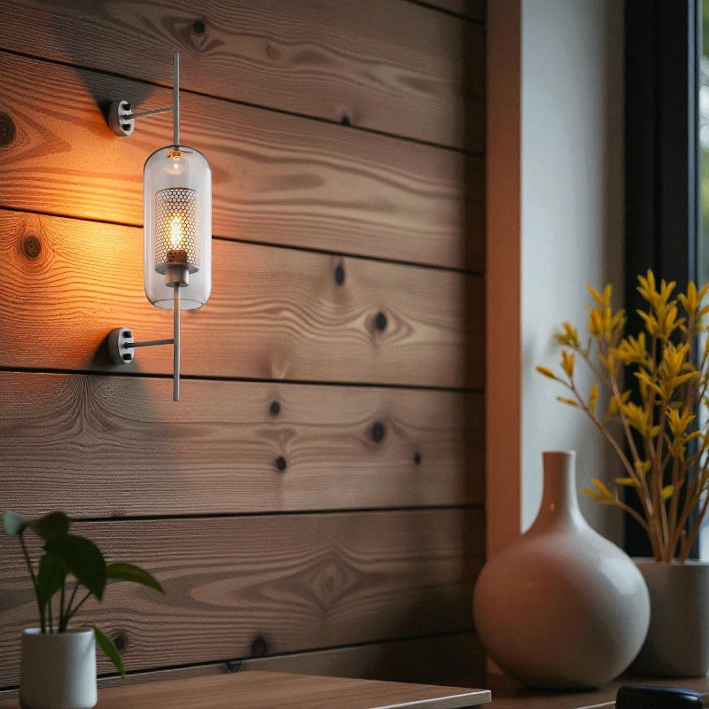 Doppelte Wandleuchte mit runden verstellbaren Köpfen und Wandhalter