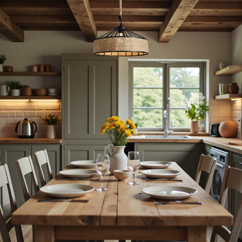 Seil-Pendelleuchte mit Rustikalem Industriestil