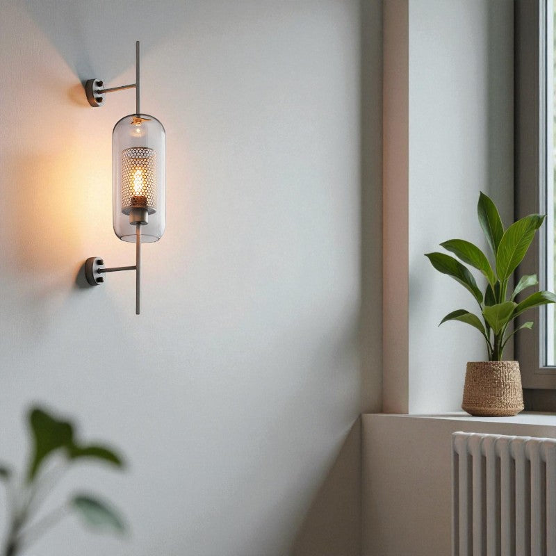 Doppelte Wandleuchte mit runden verstellbaren Köpfen und Wandhalter