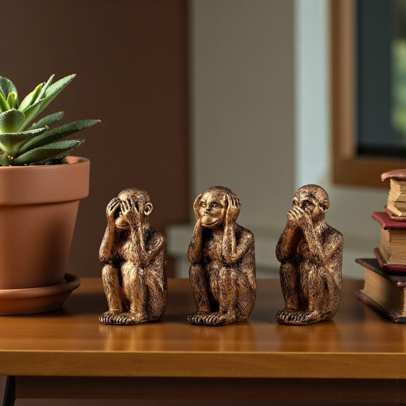 Verspieltes Affen Trio für klassische Dekoration verleiht Wohnzimmern und Regalen Charme