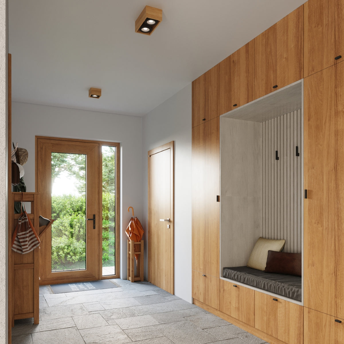 Quadratische - Deckenleuchte aus Holz