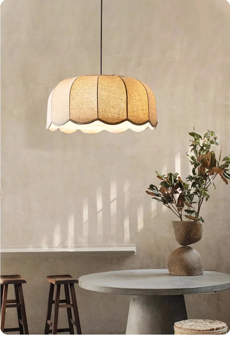 Wabi - Sabi Leinen-LED-Pendelleuchte mit E27-Fassung