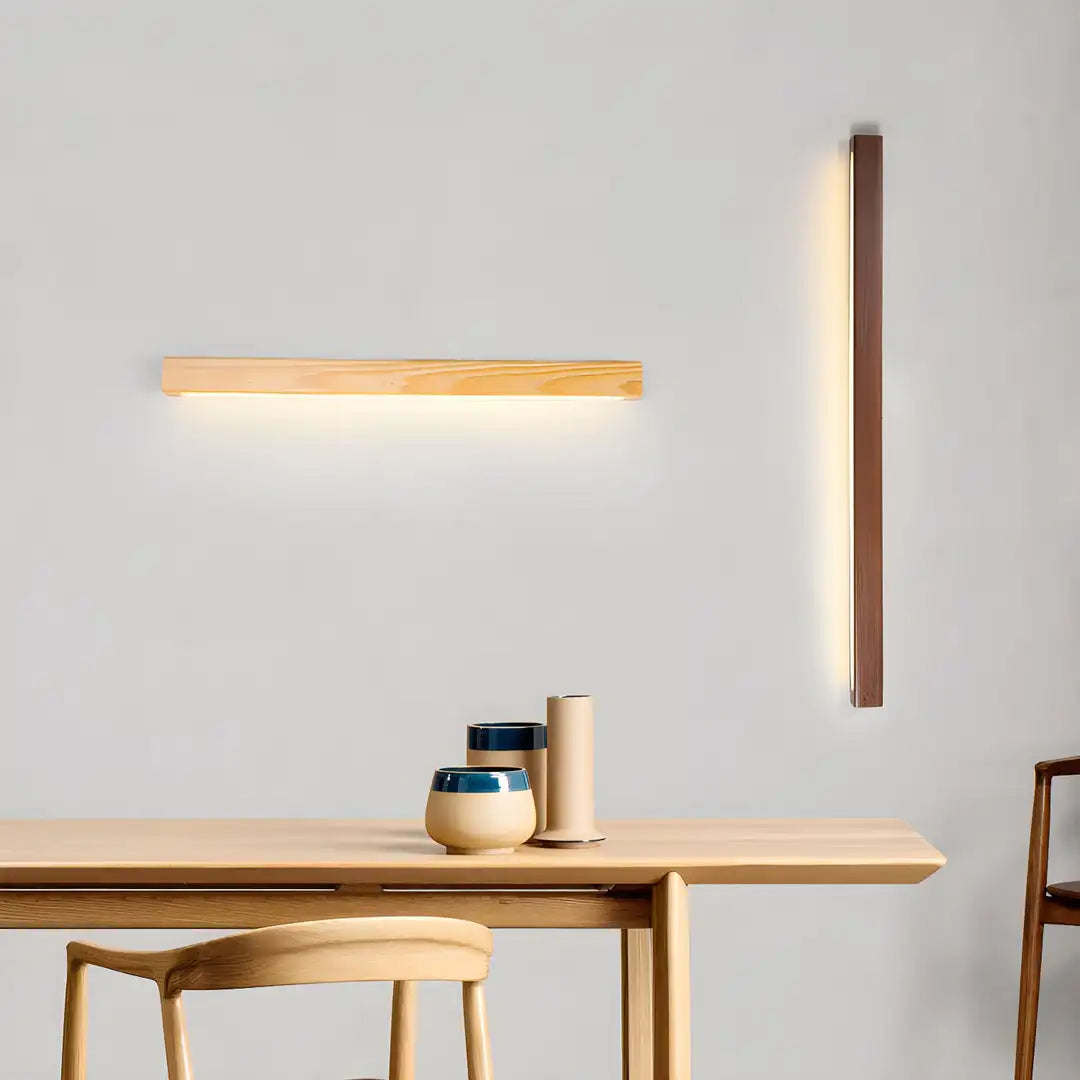 Lange - LED-Wandleuchte in Holzoptik mit nach oben und unten