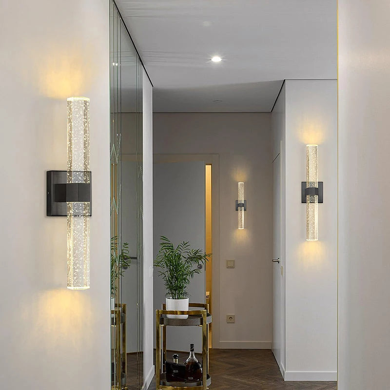 Wallix - Goldene LED-Wandleuchte mit Kristallblasen
