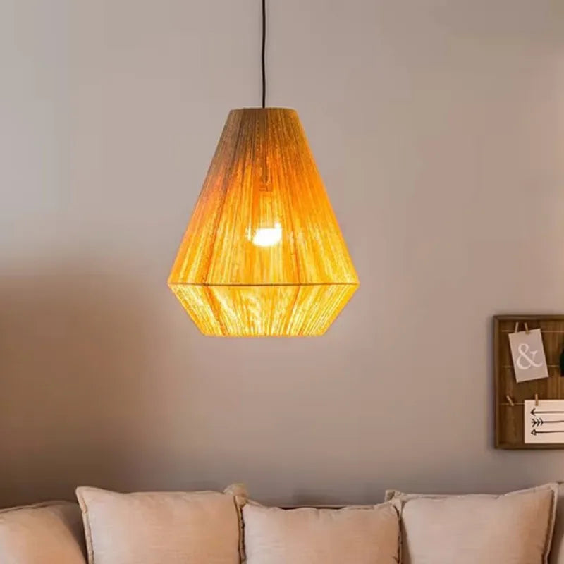 Rattan - Candy Pendelleuchte aus Hanfseil