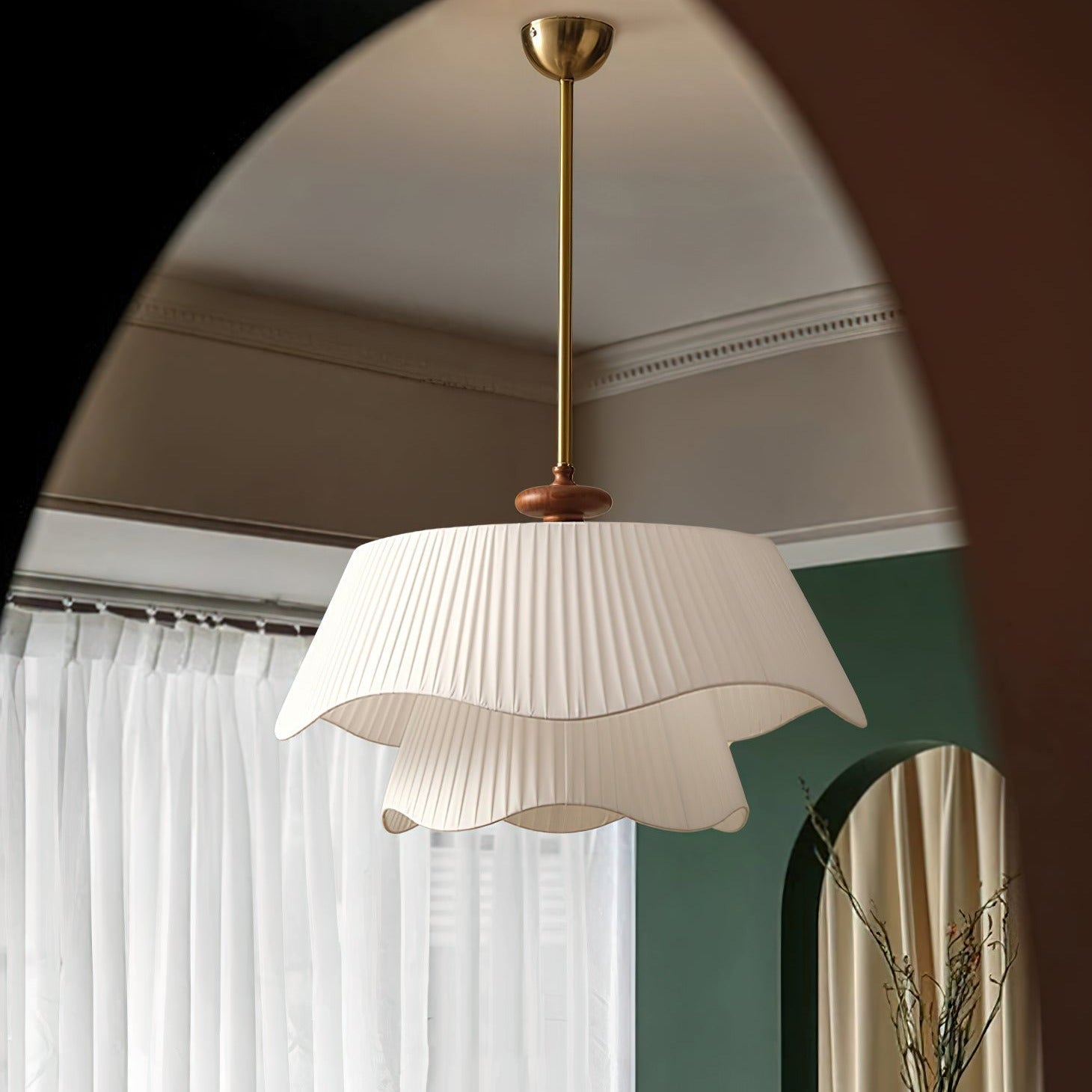 Bellevue - Pendelleuchte aus Metall, Glas und Holz