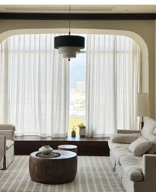 Polara - Boho-Hängeleuchte aus Stoff in Grün/Beige mit Holz-