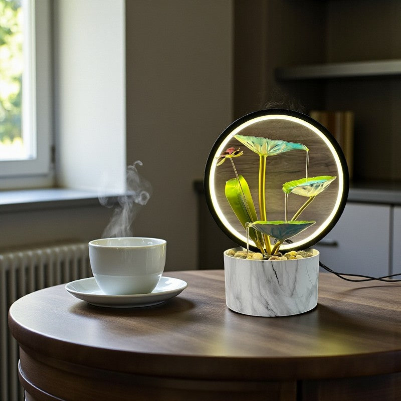 Elegante Tischlampe mit integriertem Wasserspiel für dekorative Wohnbeleuchtung
