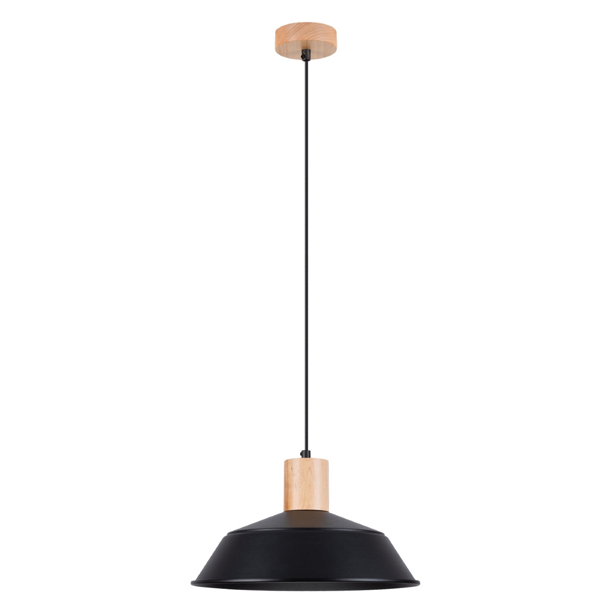 Stella - Schwarze Pendelleuchte mit Holzelementen