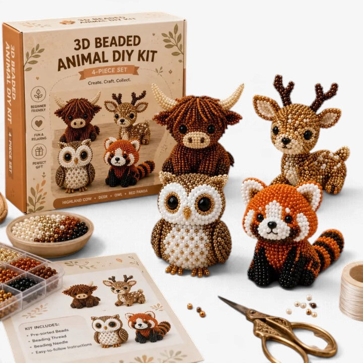 Beadimals – 3D Perlen-Tier-Bastelset mit 6 Tiermotiven und sortierten Perlen |