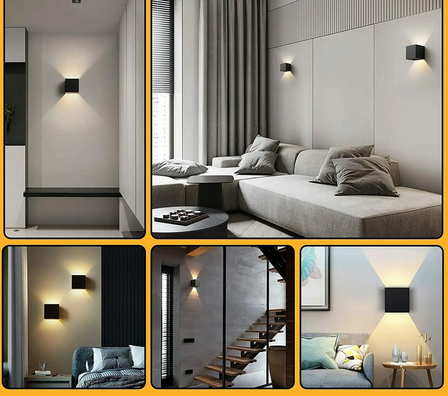 Rustica - LED-Wandleuchten-Set, 4er-Set, Schwarz