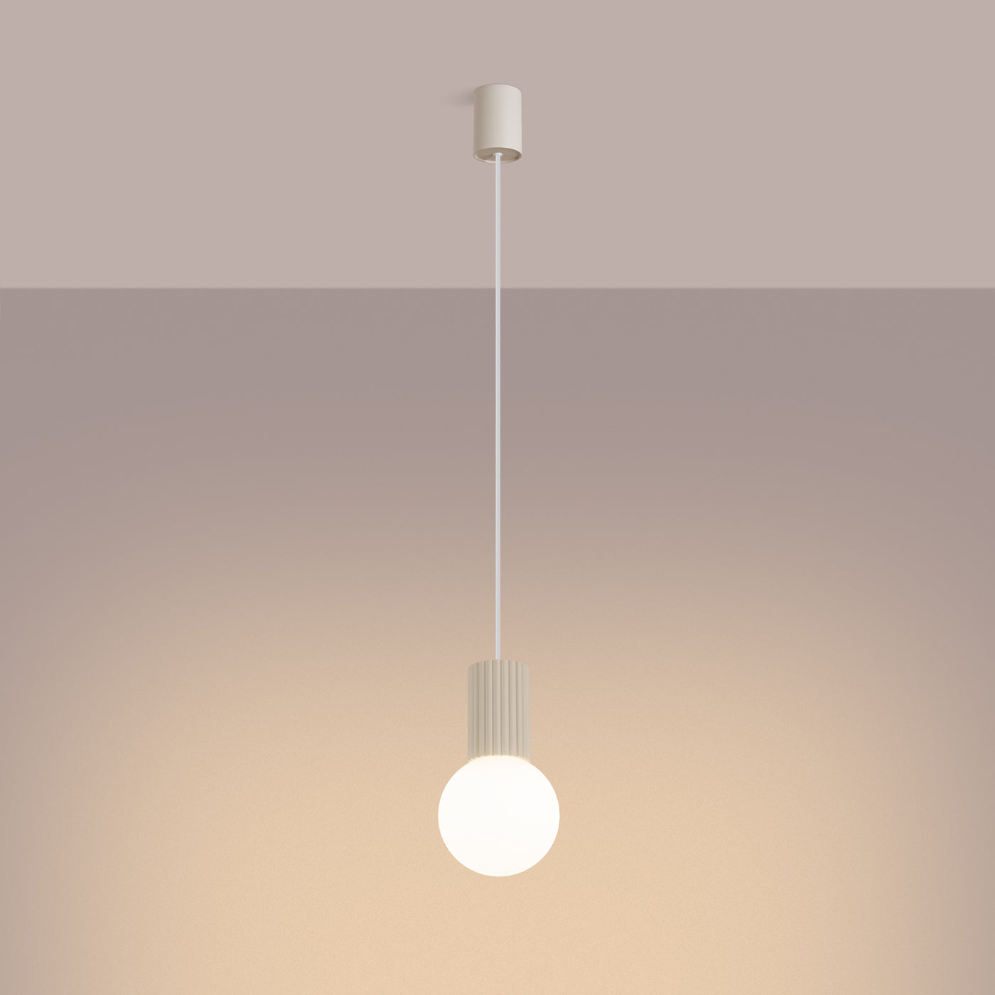 Zenita - Beige Pendelleuchte mit mattiertem Glasbirnen und