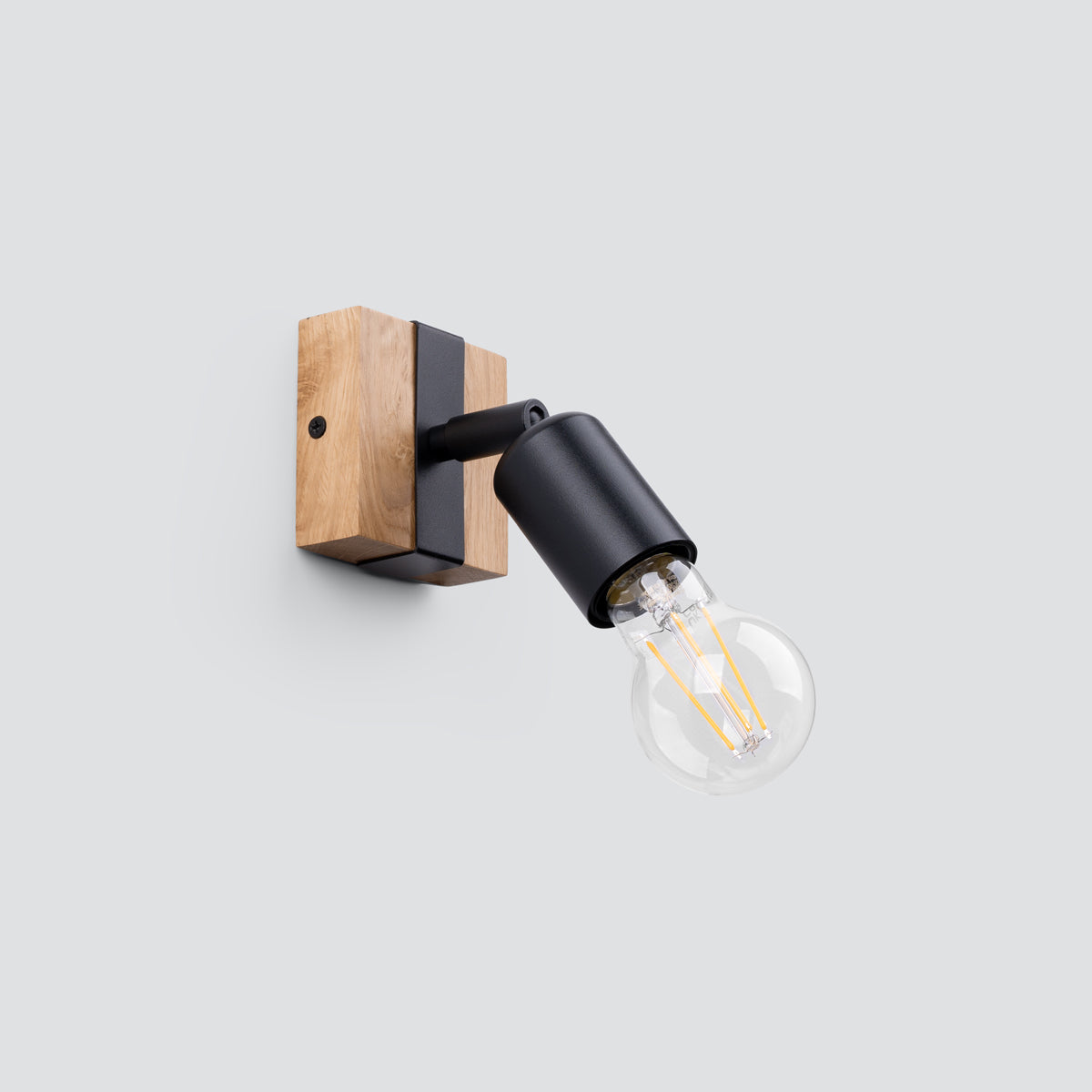 Zuca - Wandleuchte, schwarz mit Holzdetails
