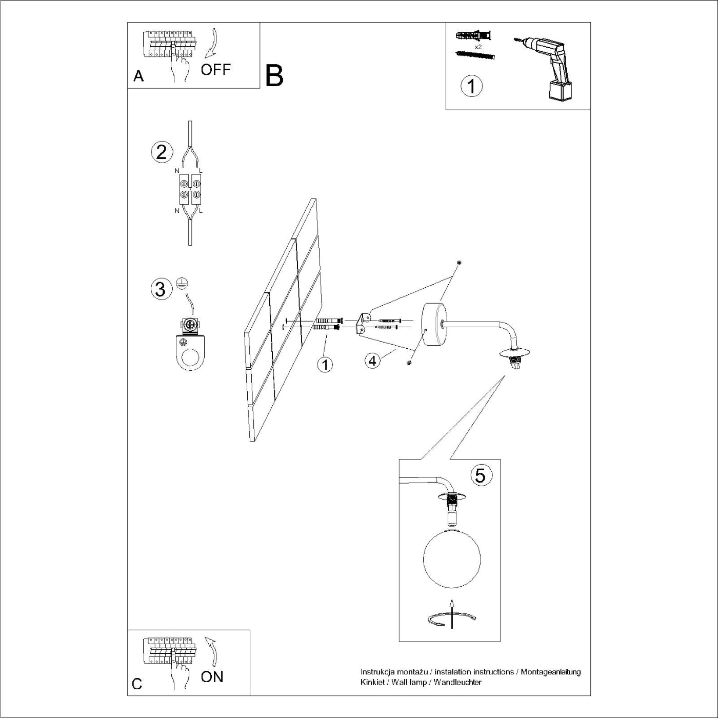 Luara - Weiße Wandleuchte mit mattiertem Glasschirm