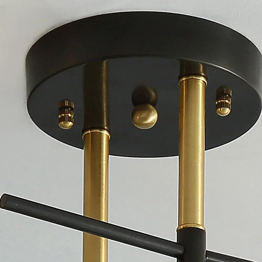 Doppelte - Deckenleuchte, schwarz und gold, aus Eisen