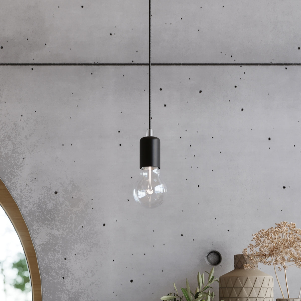Rondea - Schwarzer Loft-Kronleuchter, 5-flammig, E27-Fassung