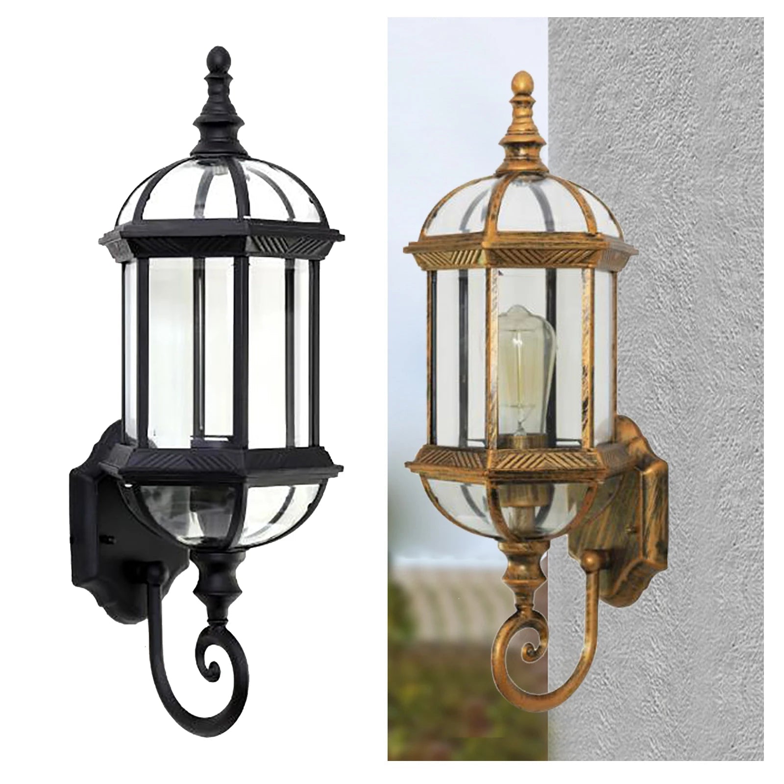 Gartia - Retro-Außenwandleuchte IP54 aus Aluminium und Glas