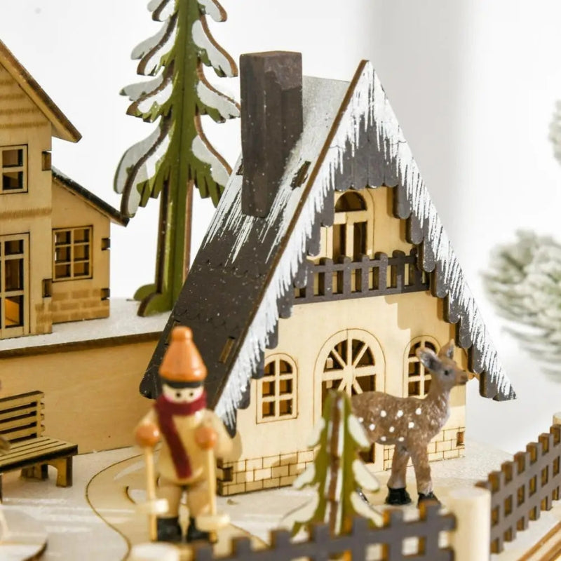 HearthGlow - Adventskalender aus Holz mit Hausdesign und LED-Licht