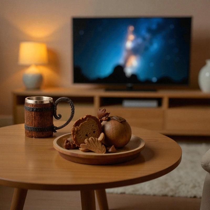 Vintage Becher mit klassischem Holzfass Design