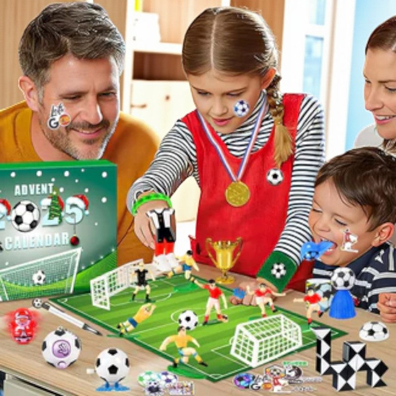 Fußball-Adventskalender für Kinder mit täglichen Überraschungen und lustigen Accessoires