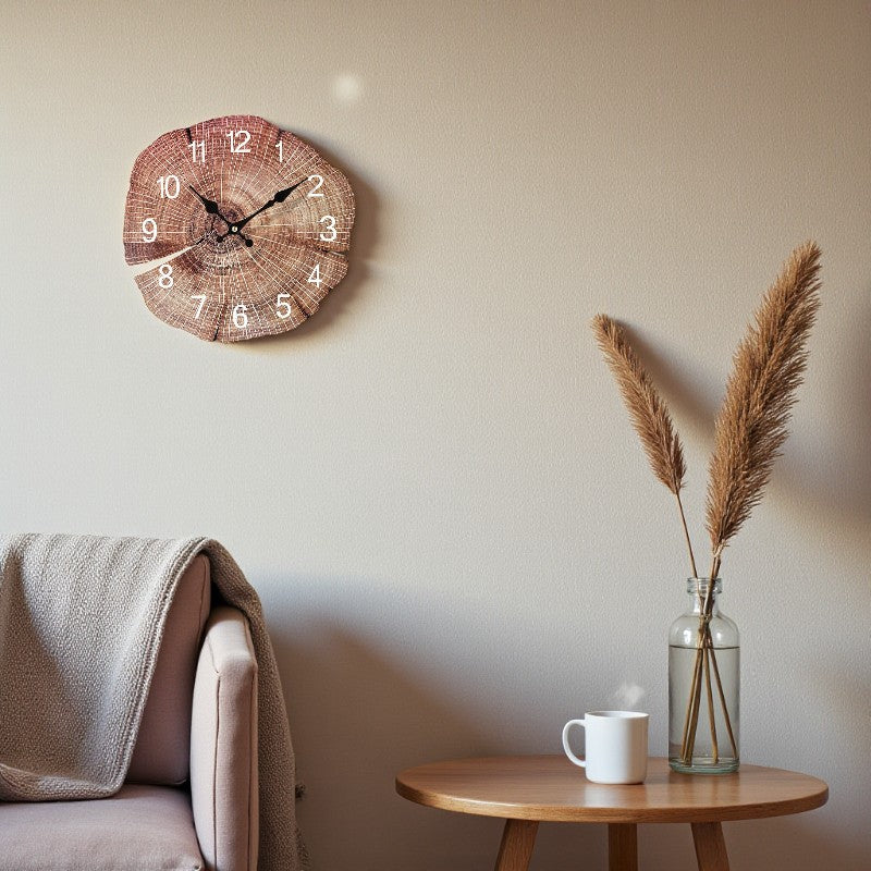Handgefertigte Wanduhr aus Holz mit minimalistischem Stil