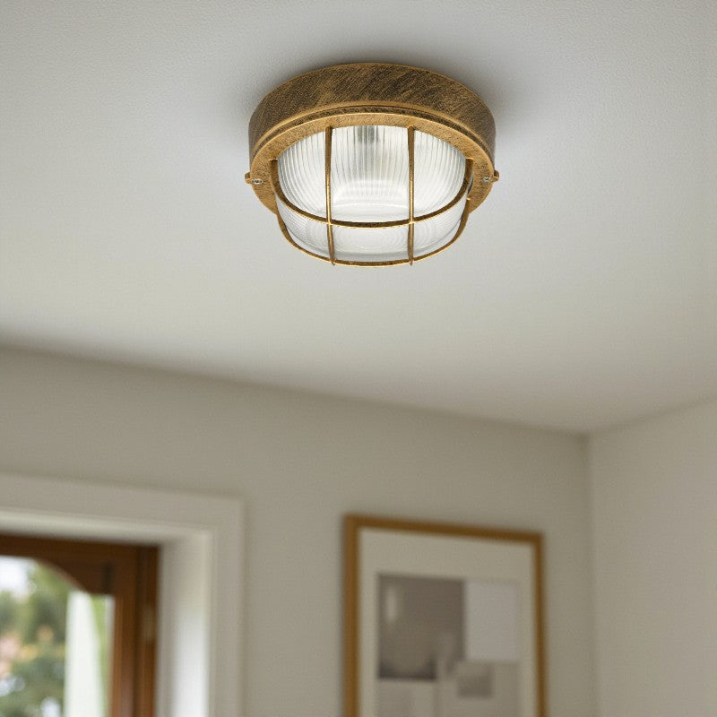 Industrielle Deckenlampe mit Lichtquelle Eingebaute Beleuchtung und gestreifter Glasschirm