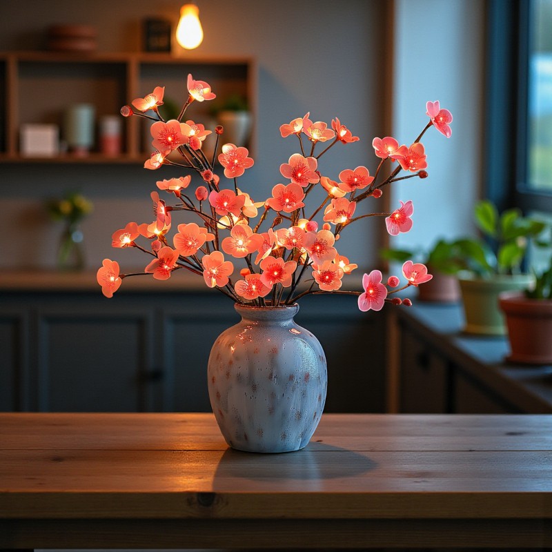 LED-Lampe mit Olivenzweig-Design und sanftem, warmem Licht