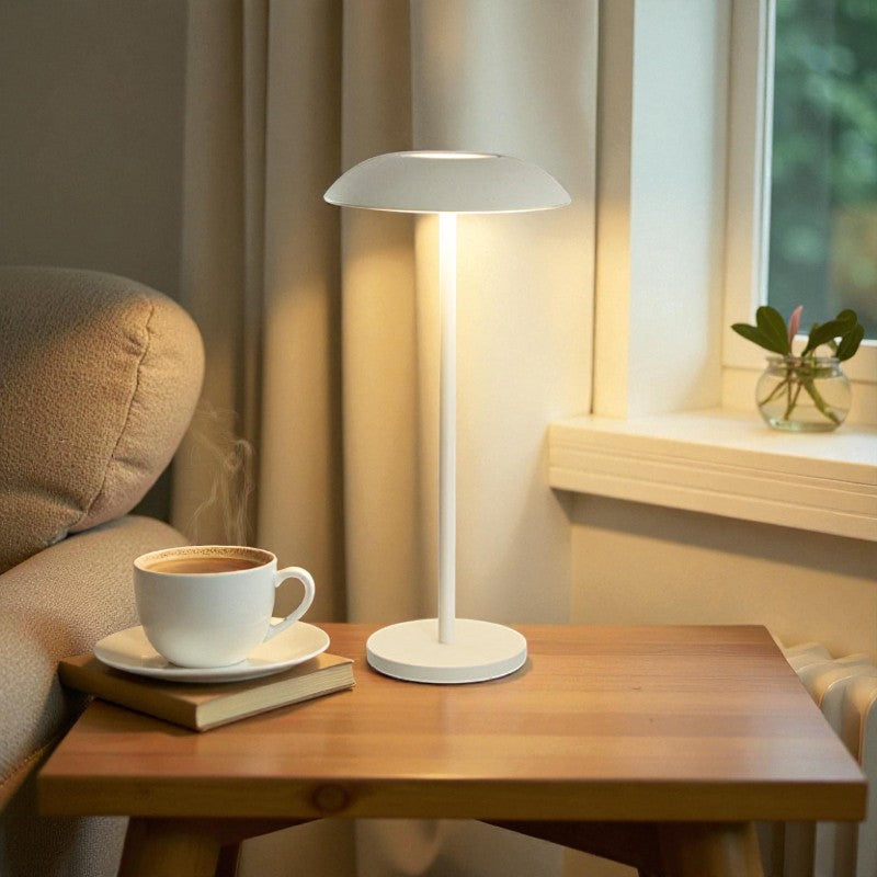 Kabellose LED-Tischleuchte mit Touch-Steuerung und rundem Design für einfache Bedienung