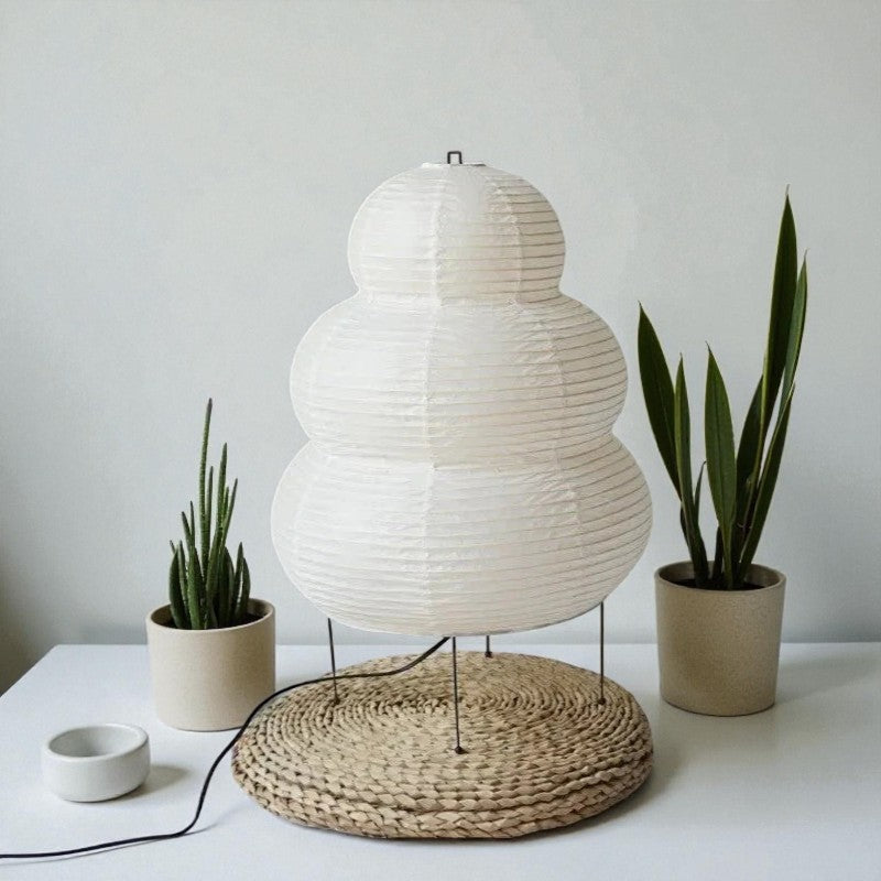 Artistic Wabi Sabi Reispapier-Stehlampe mit verstellbarem Ständer