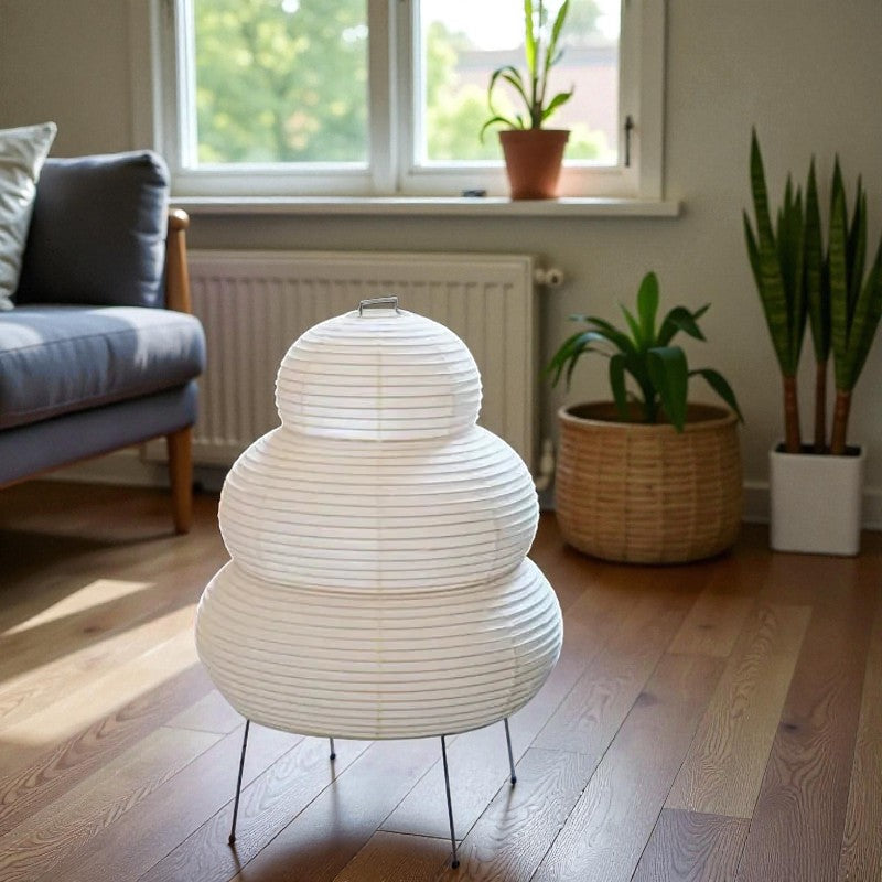 Artistic Wabi Sabi Reispapier-Stehlampe mit verstellbarem Ständer