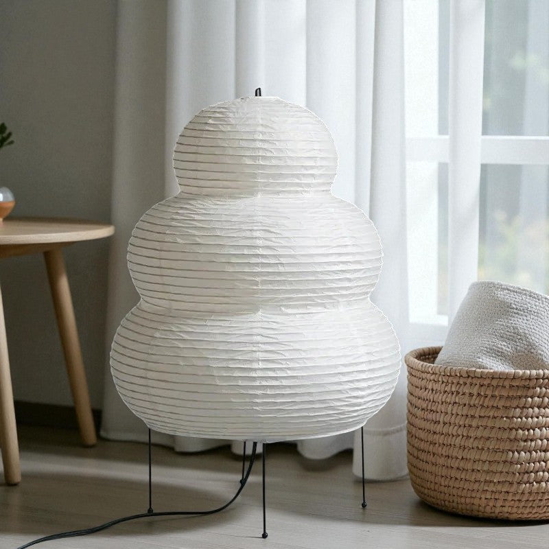 Artistic Wabi Sabi Reispapier-Stehlampe mit verstellbarem Ständer