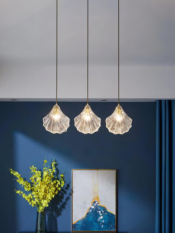 Shell“ - Mini-Pendelleuchte Shell aus Messing und Glas