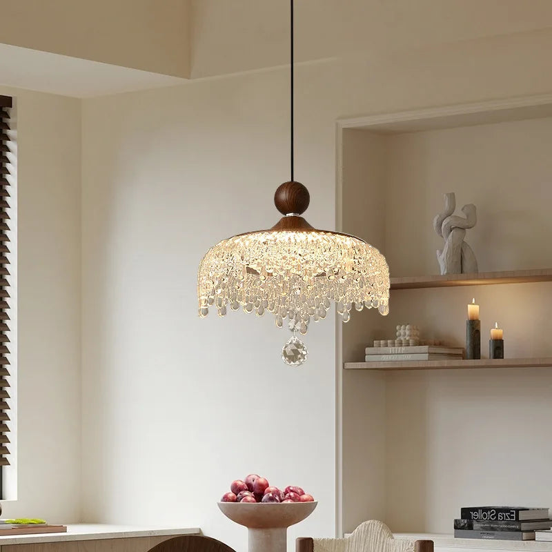 WalnoDrop - Pendelleuchte in Walnussfarbe mit 3