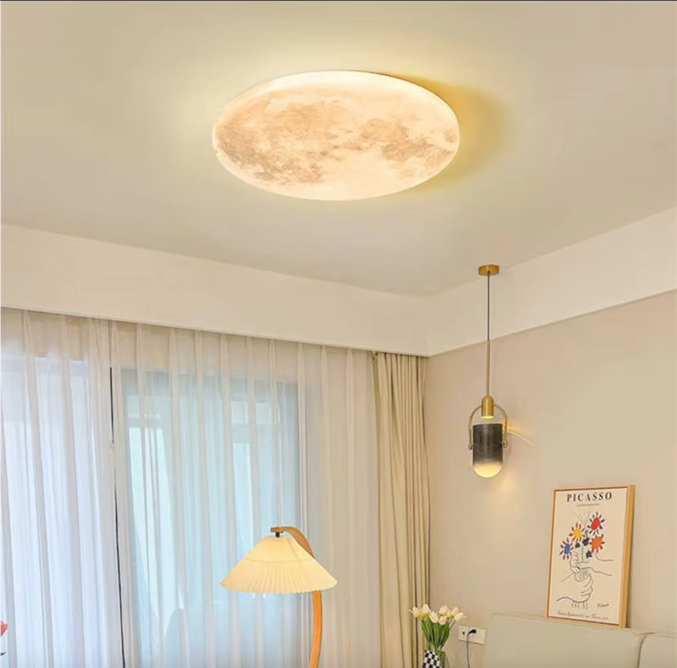 Vortex - LED-Deckenleuchte im Monddesign, dimmbar