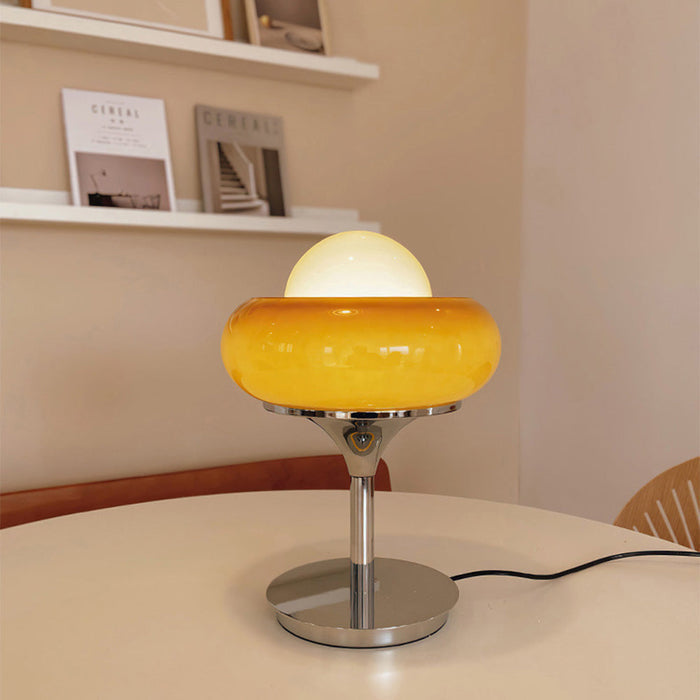 Lino - Vintage Bauhaus-Tischleuchte aus Glas, gelb