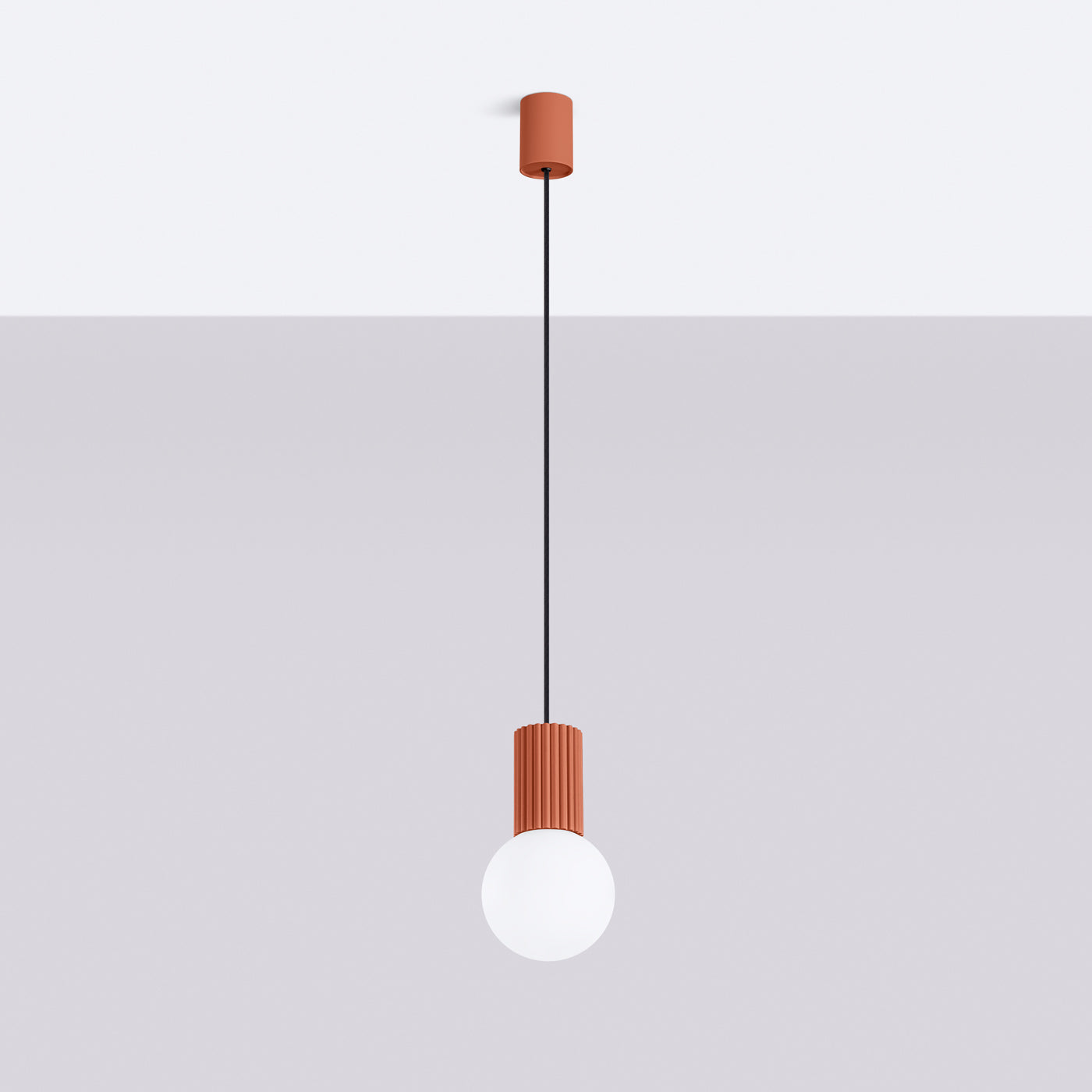 Lumio - Ockerrote Pendelleuchte mit mattiertem Glasschirm