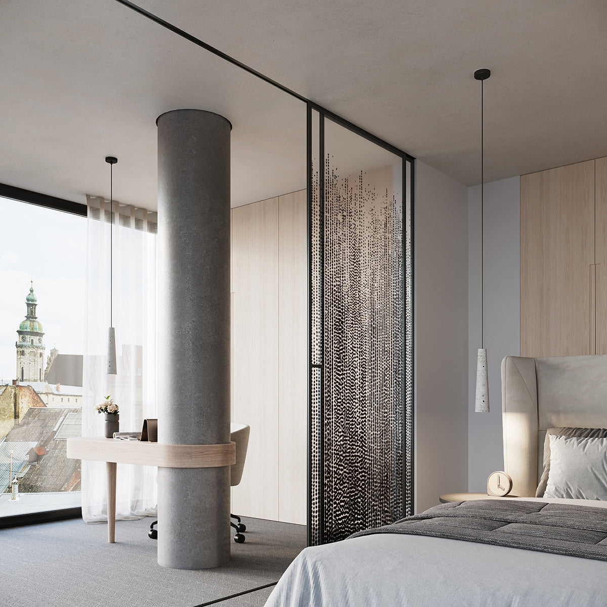 Beton - Pendelleuchte Beton grau im konischen Design
