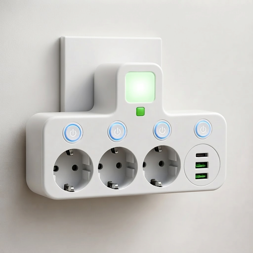 VoltBridge - Steckdosenleiste mit 3 Steckplätzen, USB- und Typ-C-Anschlüssen