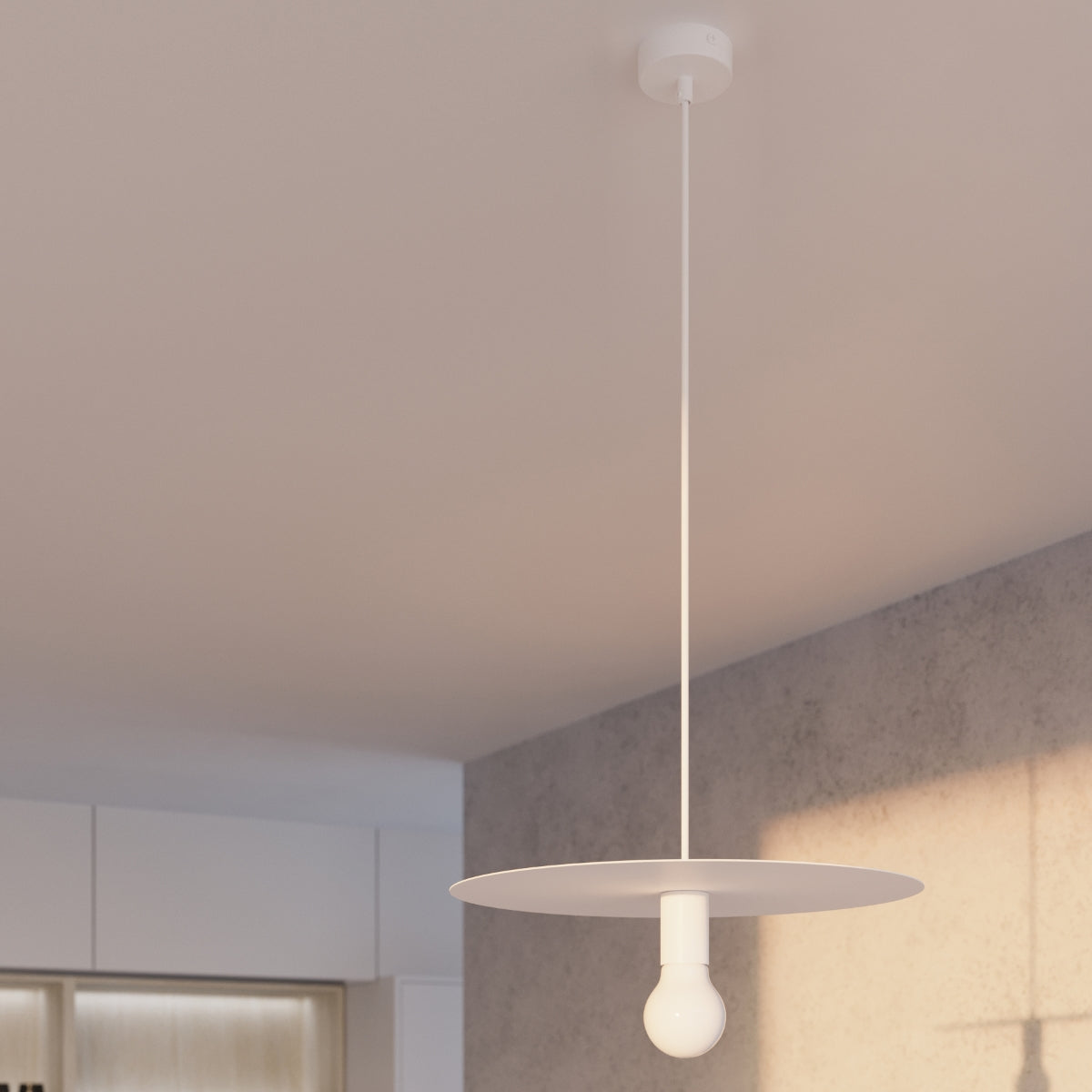 Zenita - Weiße Pendelleuchte, 40 cm Designschirm mit