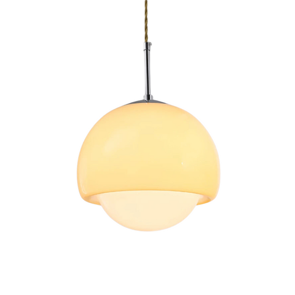 Aurela - Bauhaus-Glaspendelleuchte, orange/beige