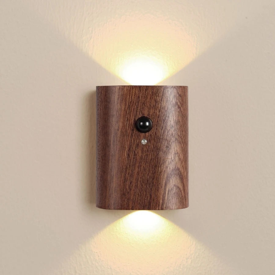 LumiHout - Wandlampe Holz mit Bewegungsmelder, Up & Down LED