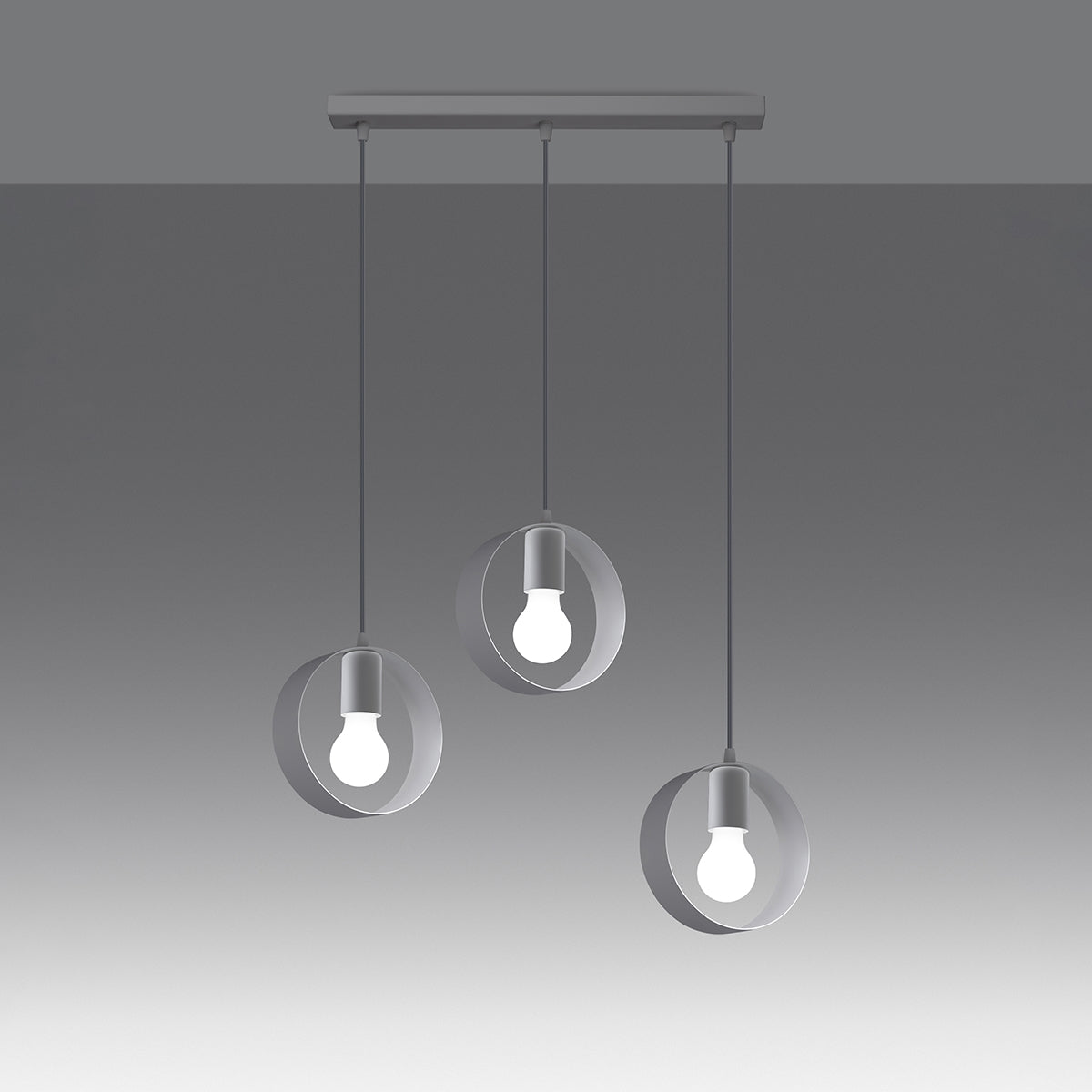 Plafona - Dreiflammige Pendelleuchte, weiß mit Ringdesign